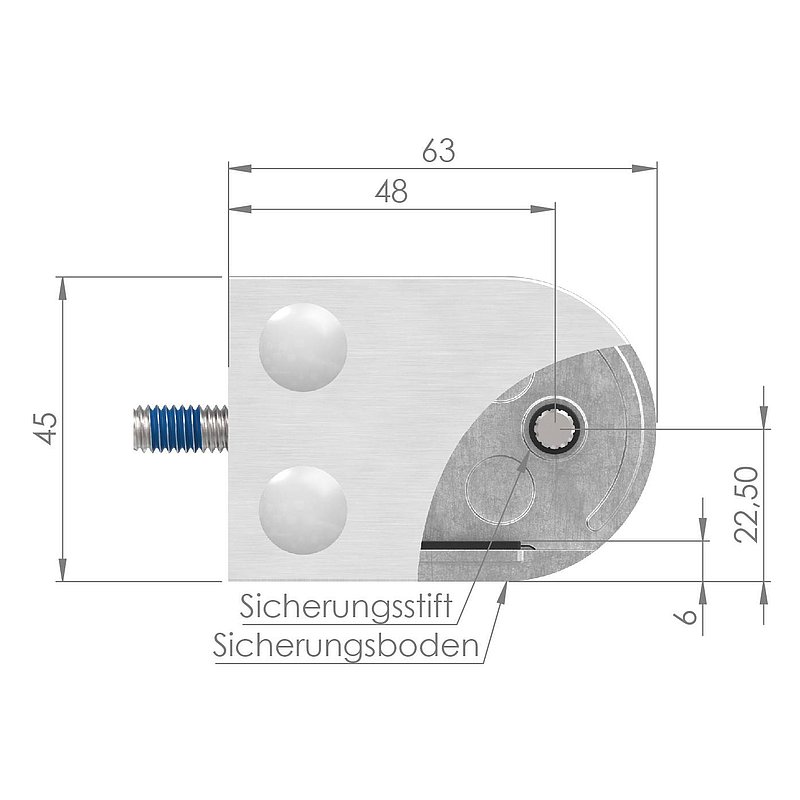 Glasklemme Mod. 38, Anschluss: 42,4mm, V2A