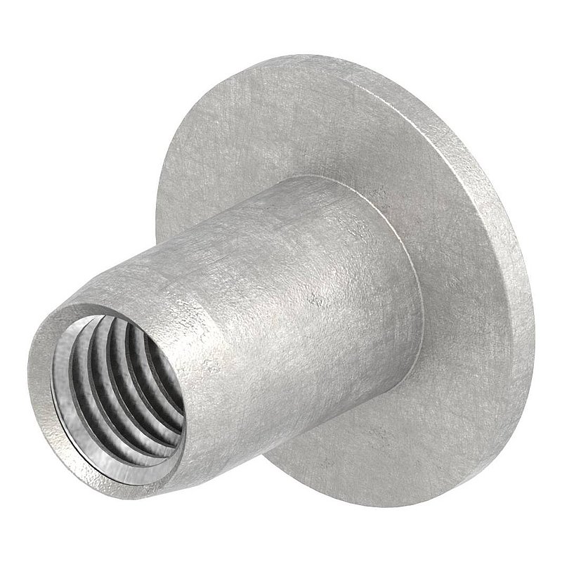 Hülsenmutter mit Flachkopf und ISK, M8, V2A