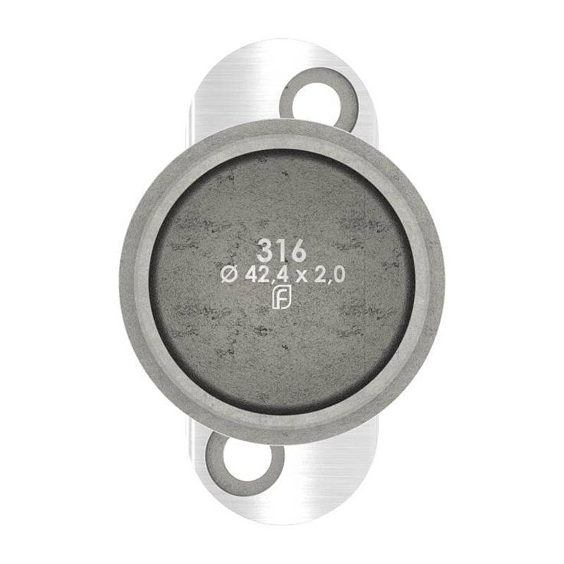 Rohrabschlussstopfen für Rohr 42,4x2,0mm, Handlaufanschlussplatte: 42,4mm, V4A