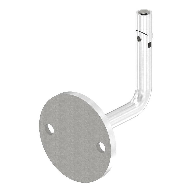 Handrail bracket with joint, top internal thread M6 (round plate and bracket welded), AISI304