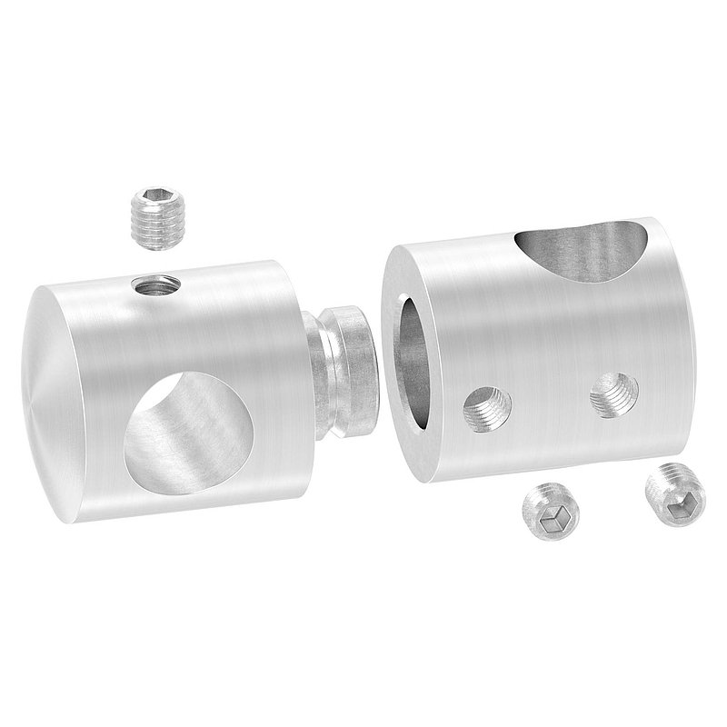 Double Cross bar holder with 12.2 and 12.2 mm bore, AISI304