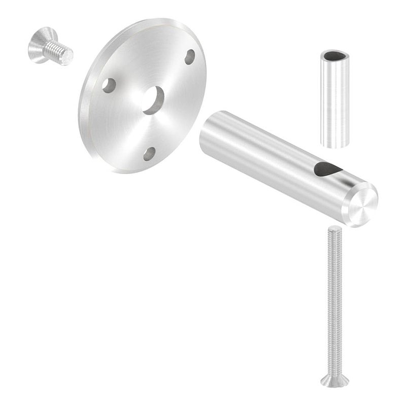 Screw-on handrail bracket, pan-head screw (round bar and bracket screwed together), AISI304
