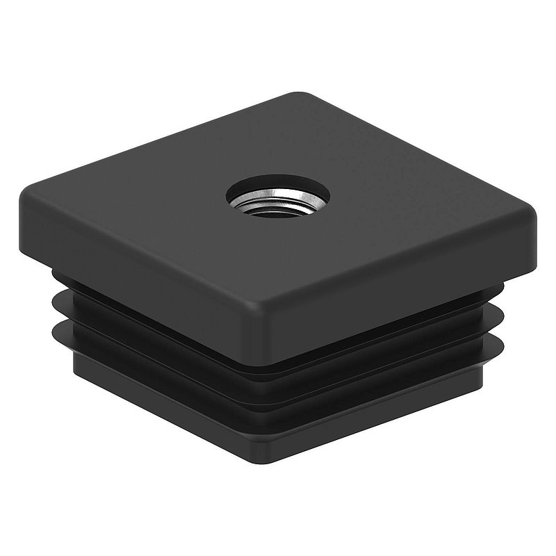 Kunststoffkappe für Quadratrohr 40x40mm, mit M10