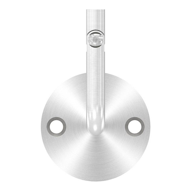 Handrail bracket with joint, top internal thread M6 (round plate and bracket welded), AISI304