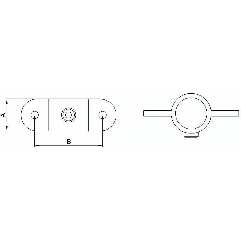 Holder with 2 brackets, 180°, for pipe Ø 48.3 mm
