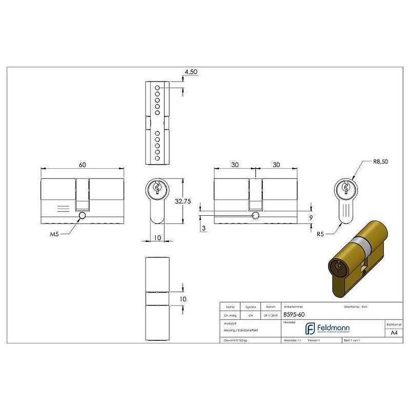 Profilzylinder, L: 60mm