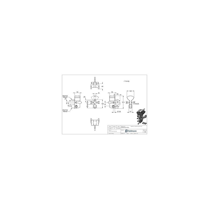 VINCI - Mechanisches Codeschloss LMKQV2, für Profilrohr 60 - 80mm, Farbe RAL 7016
