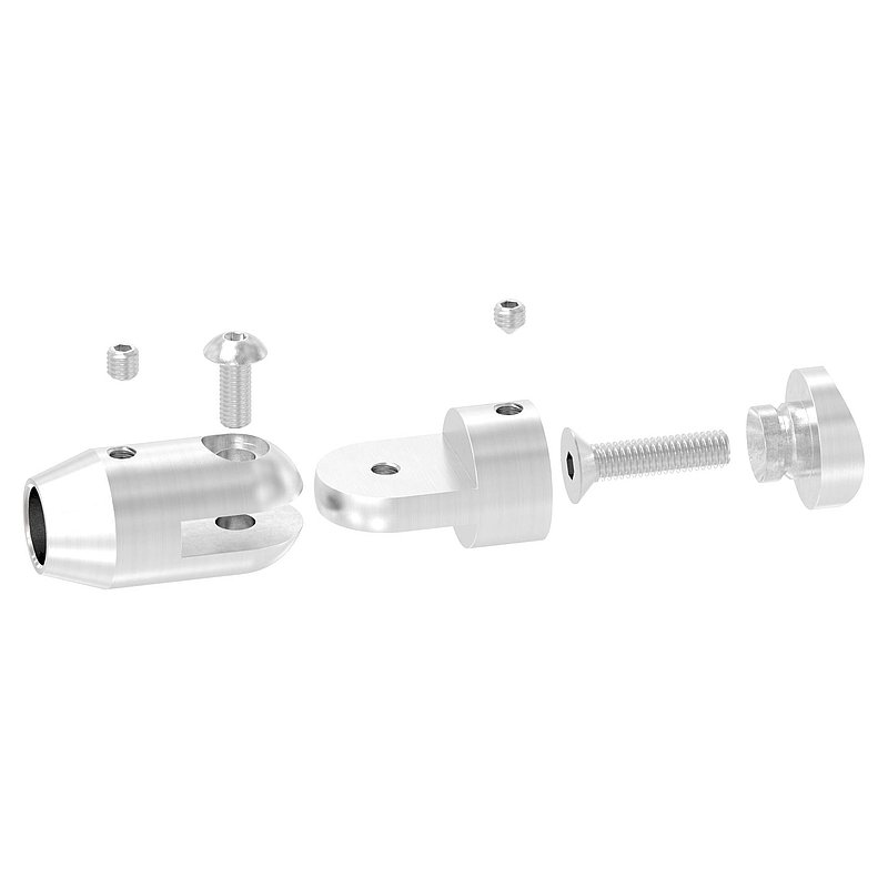 Querstabhalter mit Gelenk (zum Stoßen von vorne) 42,4mm Rohr, 12,2mm Bohrung, V2A
