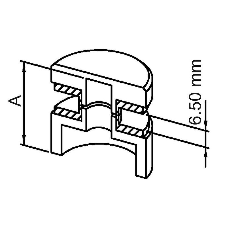 Unterteil Ø 30mm, mit Durchgangsbohrung , t: 50mm, V2A