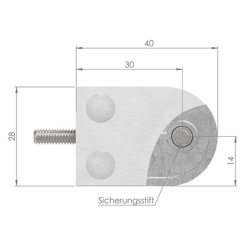 Glass clamp mod. 16, connection: 26.9mm, AISI316