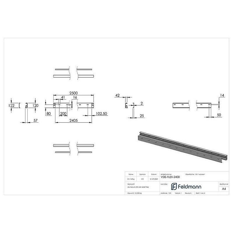 FLEX:MOUNT PRO Profil-Set für eleganza canopy Vordach 2400