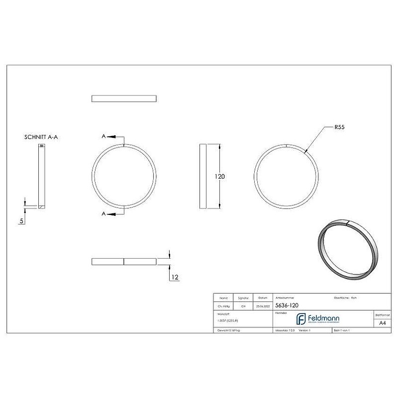Ring 12x5mm, AußenØ 120mm