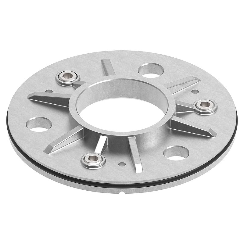 Anchor plate, Ø 123.5x8mm for 48.3mm tube, raw, AISI304