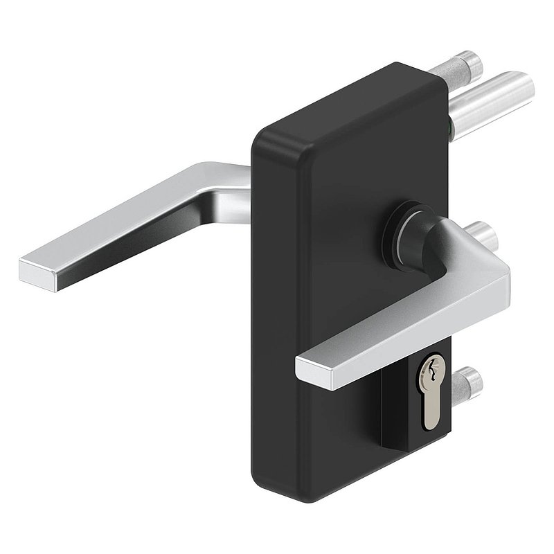 Gittertorschloss GTS 2 für Rohrstärke 40-60mm, Gehäuse RAL 9005 schwarz