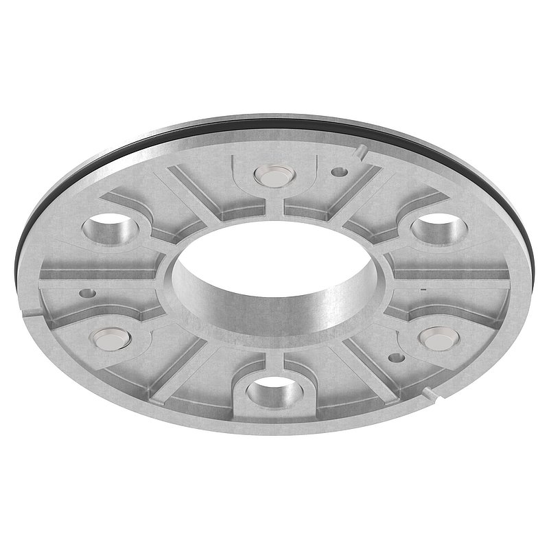 Ankerplatte, Ø 123,5x8mm für 48,3mm Rohr, roh, V2A