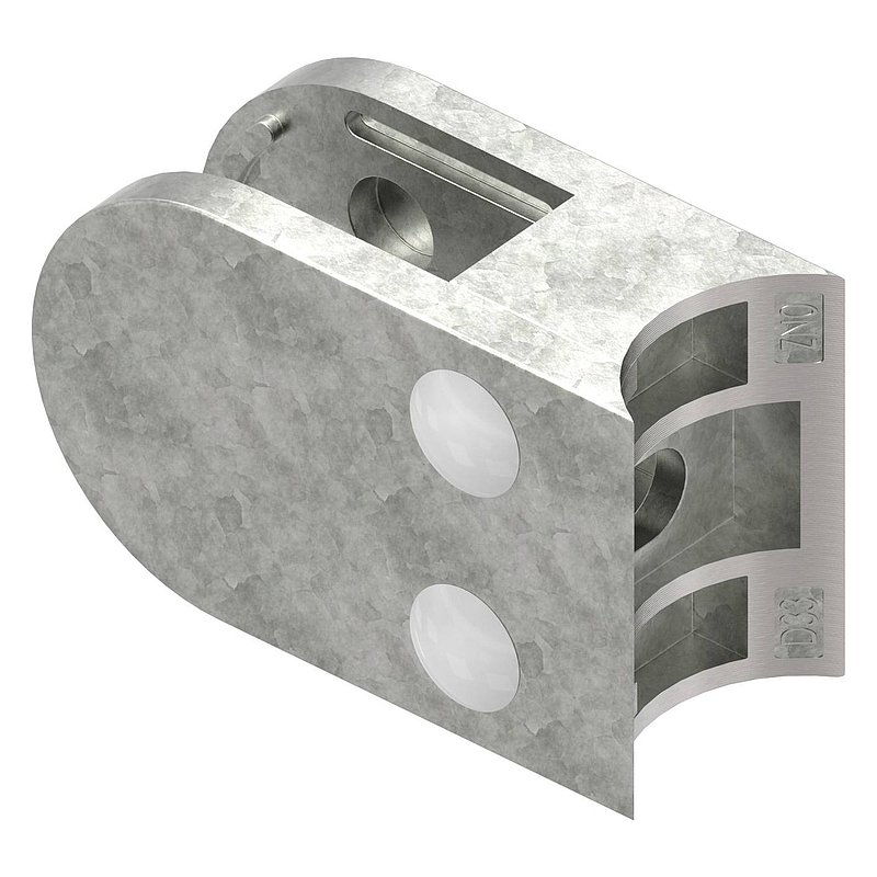 Glasklemme Mod. 38, Anschluss: 33,7mm, Zink roh
