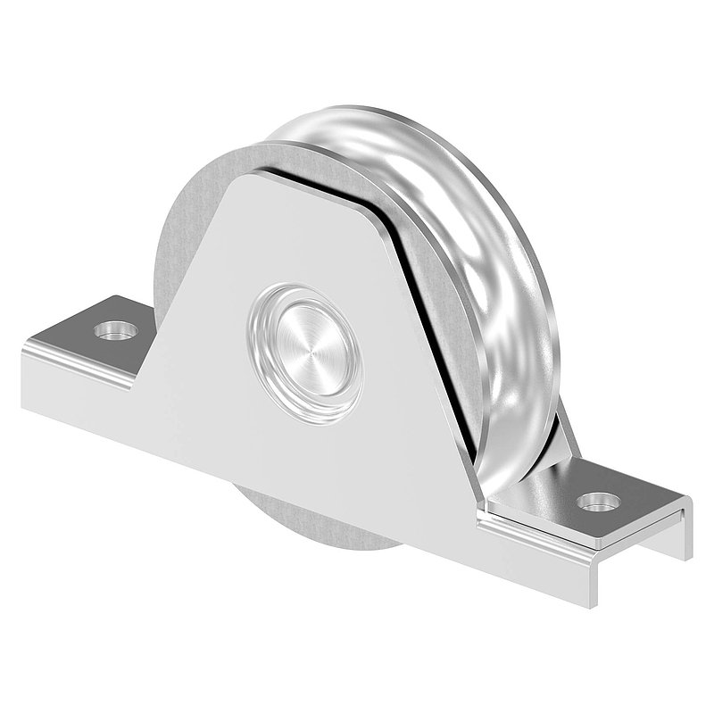 Schiebetorrolle Ø 90mm mit Rundrille Ø 20mm, V4A