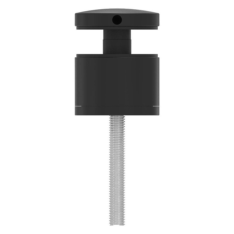 Glass point holder 52mm, flat, adjustable, AISI304, powder coated in RAL 9005 black matt