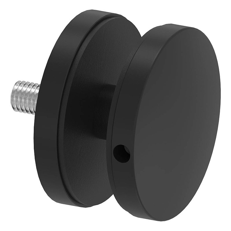 Glass point holder 62mm, connection: flat, AISI304, powder coated in RAL 9005 black matt