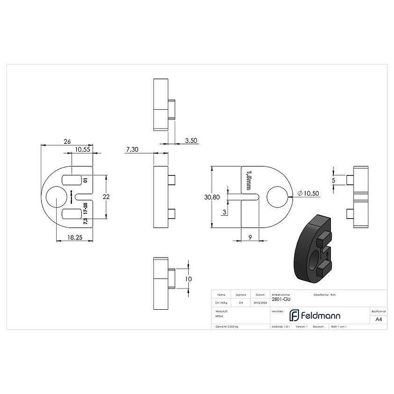 Gummi für Mod. 28, Blech 1,5mm