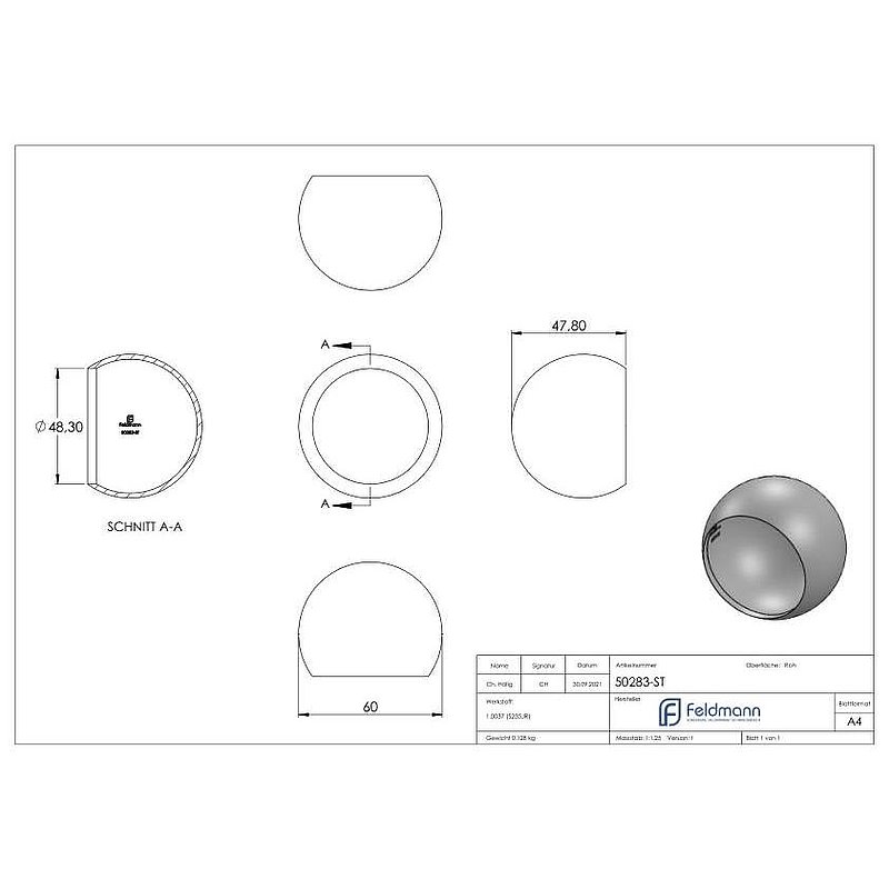 Boule d'extréavecé de tube Ø48,3mm