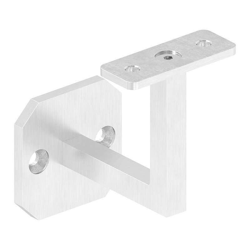 Handrail bracket, square, with straight handrail connection plate (round plate and bracket welded),