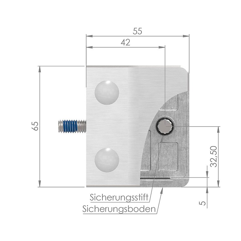 Glasklemme Mod. 35, Anschluss: gerade, V2A