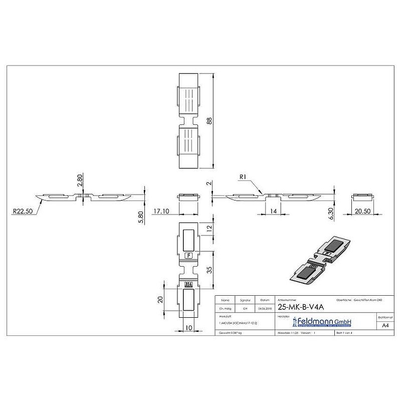 Privacy screen safety shelf MK Mod. 25, AISI316