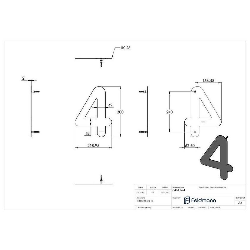 Hausnummer 4 - "groß", V2A