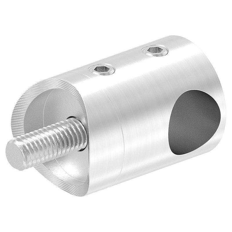 Cross bar holder for 33.7 mm tube, blind hole right 12.2 mm, AISI304