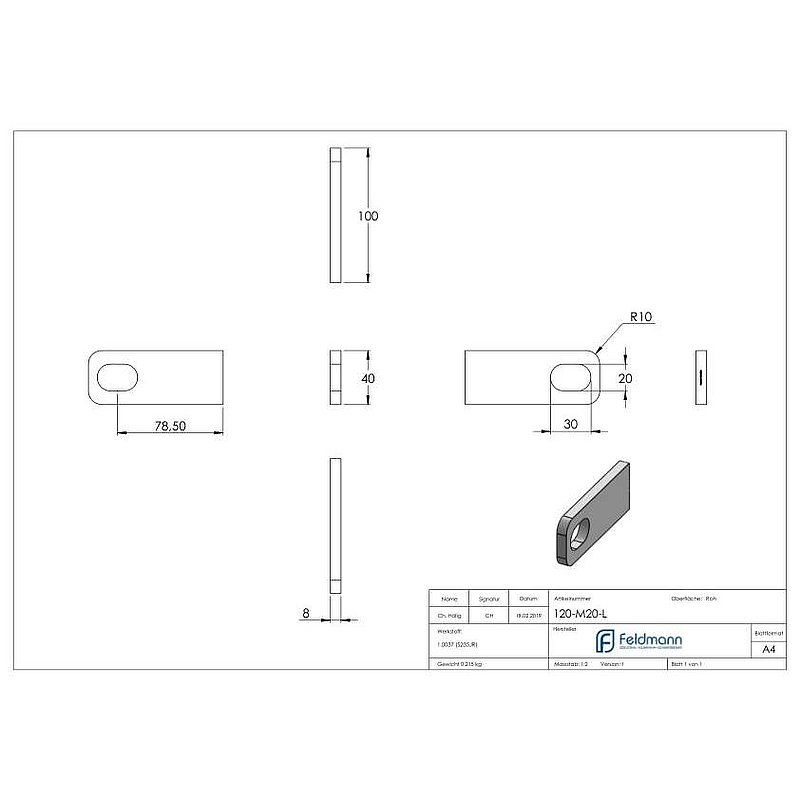 Welding bracket for M20 hinge