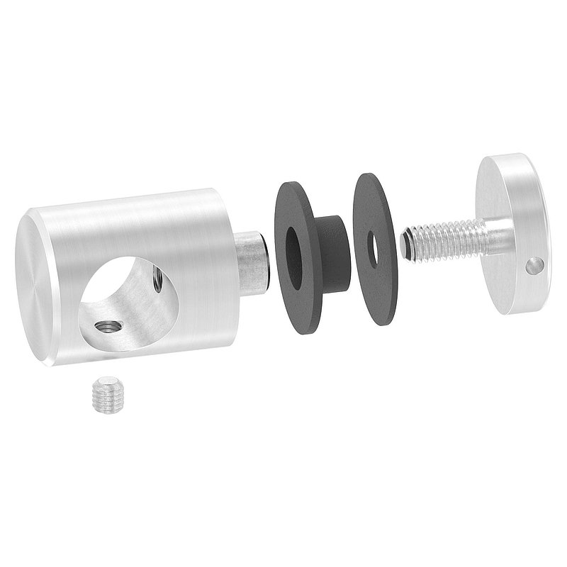 Querstab-Glashalter  Ø25mm für 16mm Rund, für Glas 6-12,76mm, V2A
