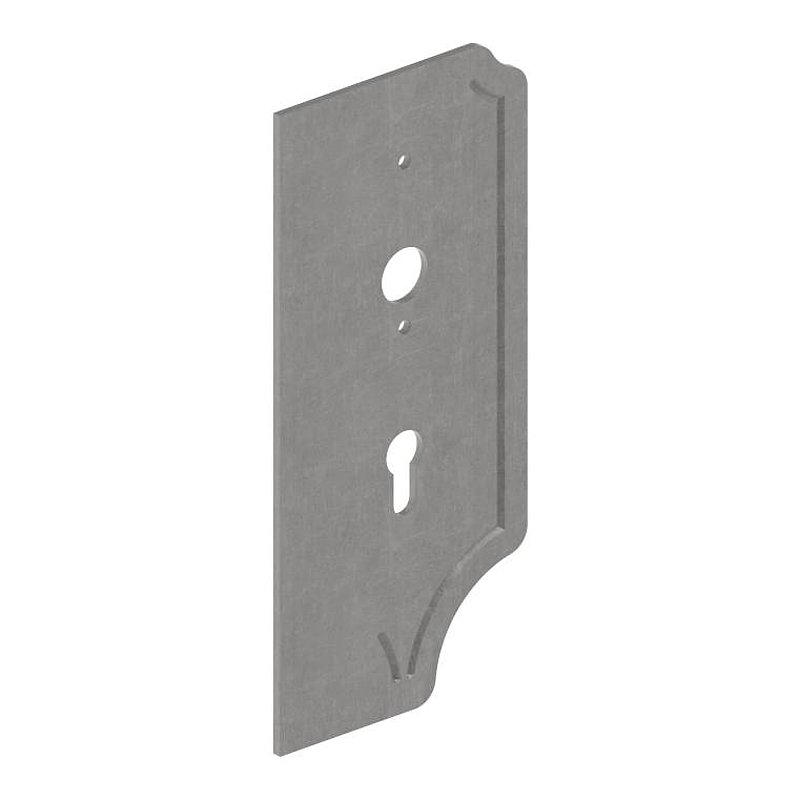 Plaque de serrure perforée, droite, avec position du cylindre de serrure à 60mm, distance 72mm