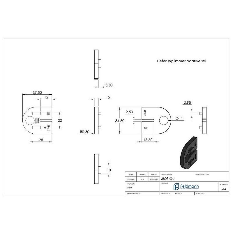 Gummi für Mod. 38 - für ESG 8mm