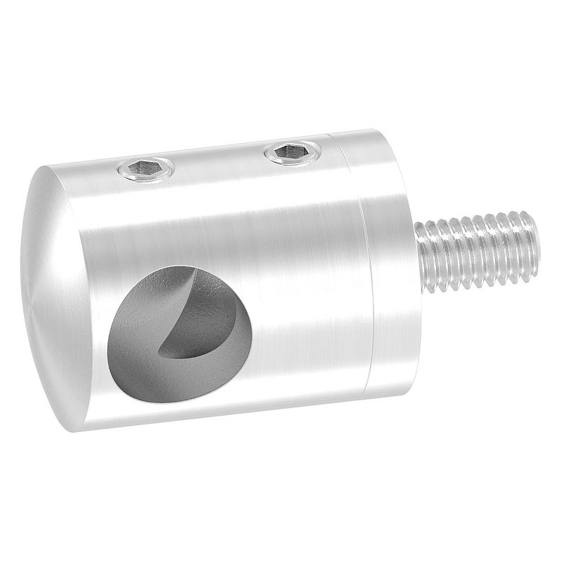 Querstabhalter für geraden Anschluss, Sackloch links 12,2mm, V2A