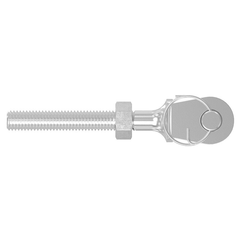 Fork terminal with external thread M8 left, AISI316