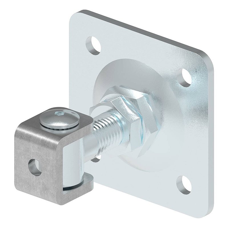 Paumelle de porte M20 avec plaque réglable, électro-zinguée
