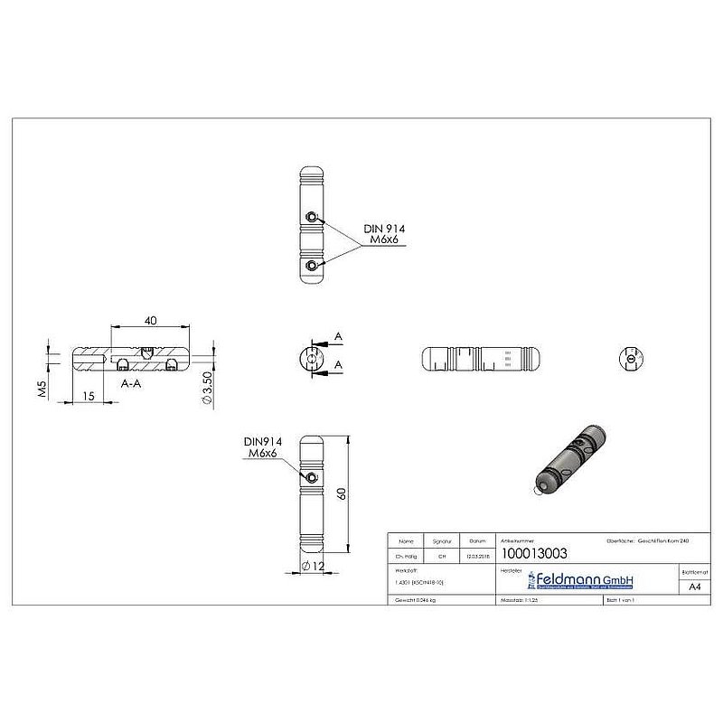 Embout taraudé à monter soi-même pour câble 3mm, V2A