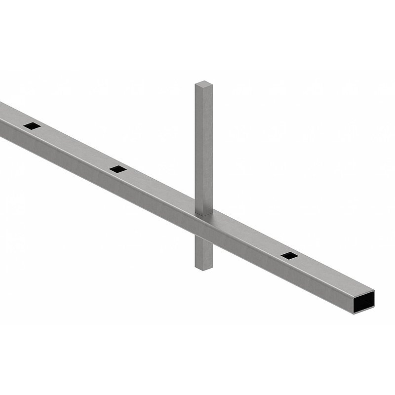Rechteckrohr 30x20x2mm, Löcher f. Vierkant 12x12mm mit Abstand Mitte-Mitte 132mm, L: 3000mm