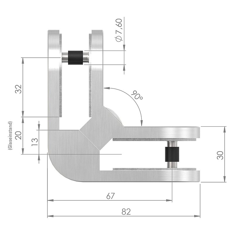 Pince à verre d'angle 90° modèle 23, V4A