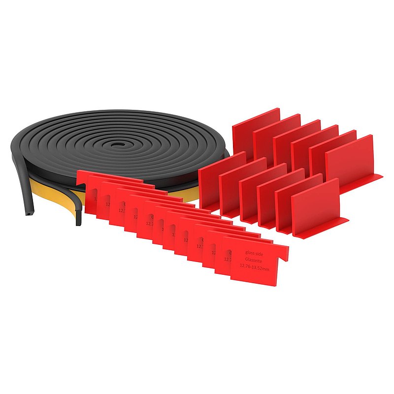 Assembly set for 6m aluminium profile for glass 12.76 - 13.52mm