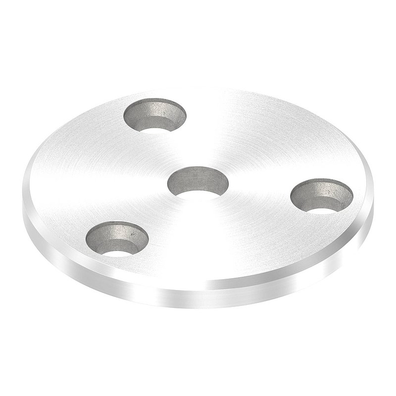 Ronde Ø 70 x 6mm, 3x Bohrung 8,5mm gesenkt, 1x Mittelbohrung 12,2mm, mit Rundschliff, V2A