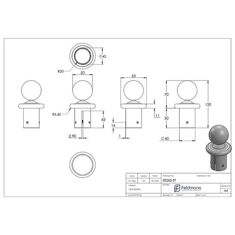Bouchon décoratif pour tube Ø48,3mm