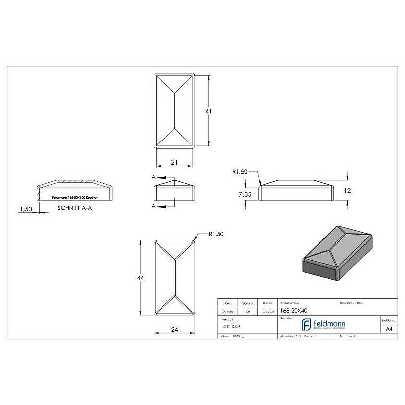 Pfeilerbedecker 20x40mm