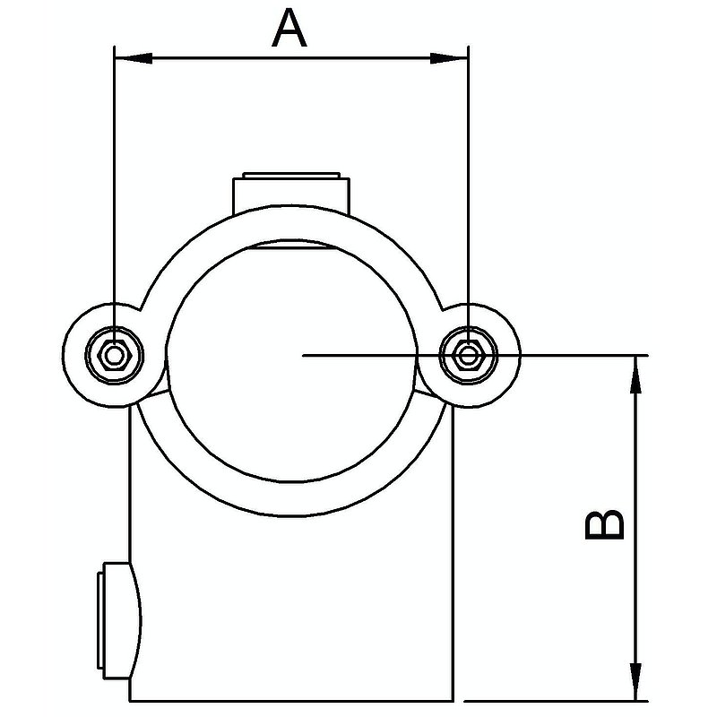 T-piece hinged, for pipe Ø 48.3mm