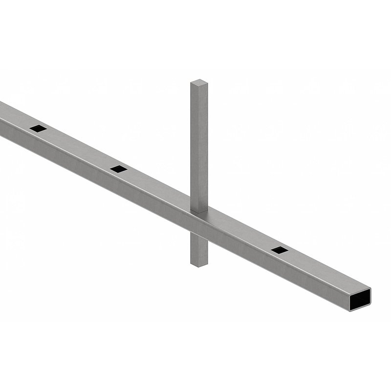 Rechteckrohr 30x20x2mm, Löcher f. Vierkant 12x12mm mit Abstand Mitte-Mitte 125mm, L: 3000mm