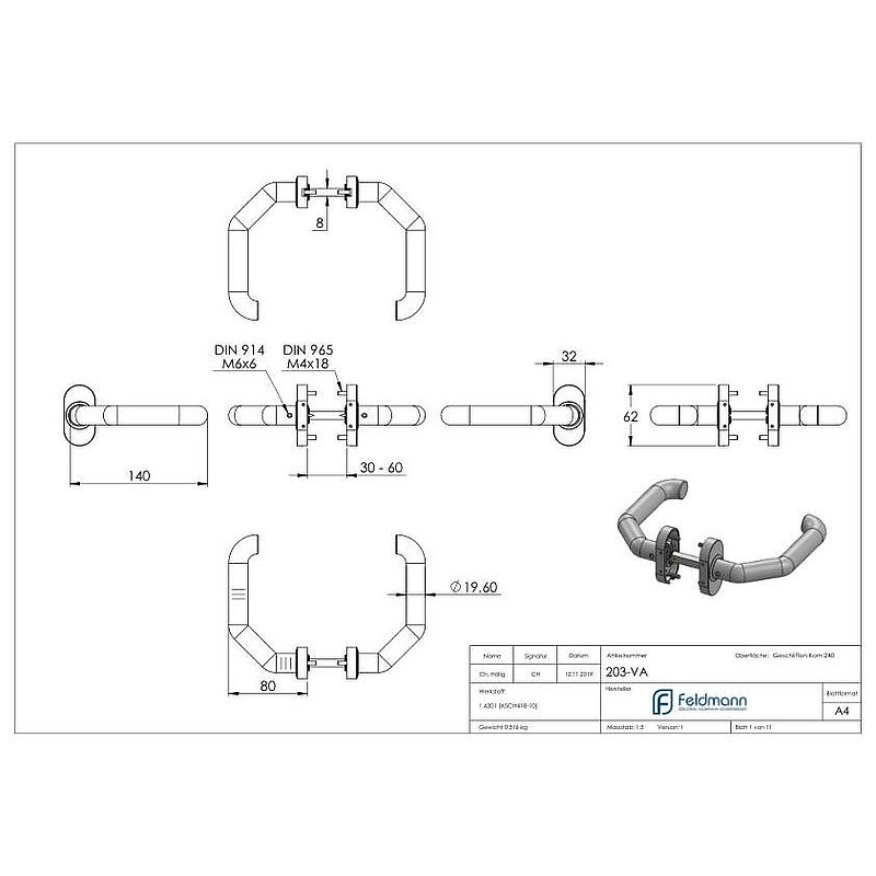 Türdrücker-Paar, V2A