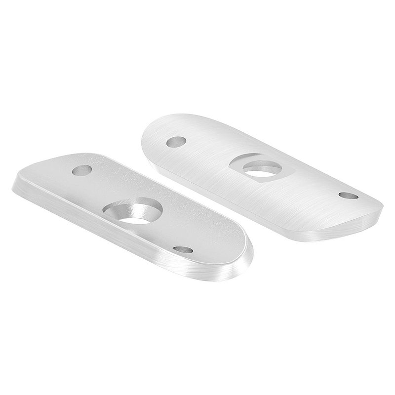 Handlaufanschlussplatte, 42,4mm, Bohrungen versetzt, V2A