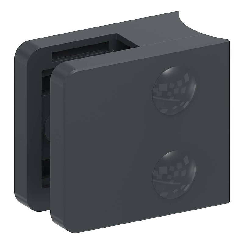 Glasklemme Mod. 31, Anschluss: 42,4mm, Zink roh pulverbeschichtet RAL 7016 matt