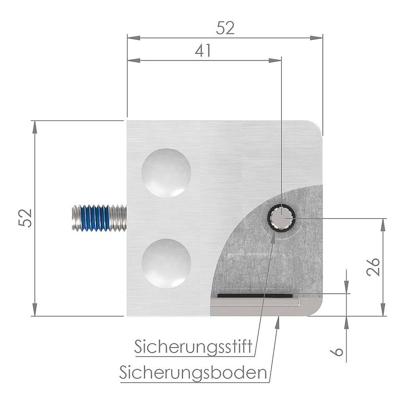 Glasklemme Mod. 34, Anschluss: gerade, V2A